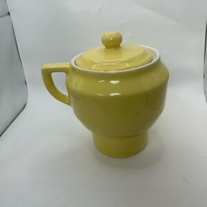 Yellow Ceramic Pot 7 In Two Tone‎ Retro Perforated Base Cottagecore Farmhouse